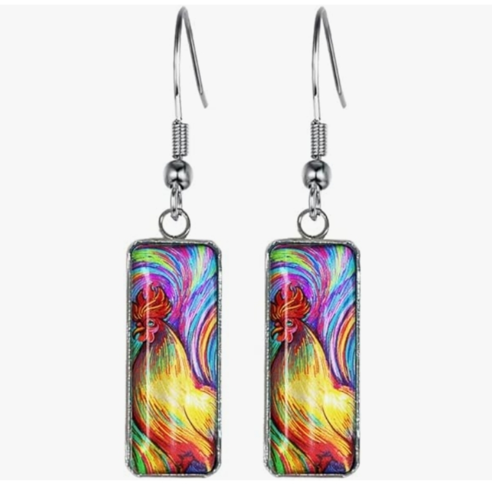 Colorful Rectangular Earrings - Picture 4 of 5